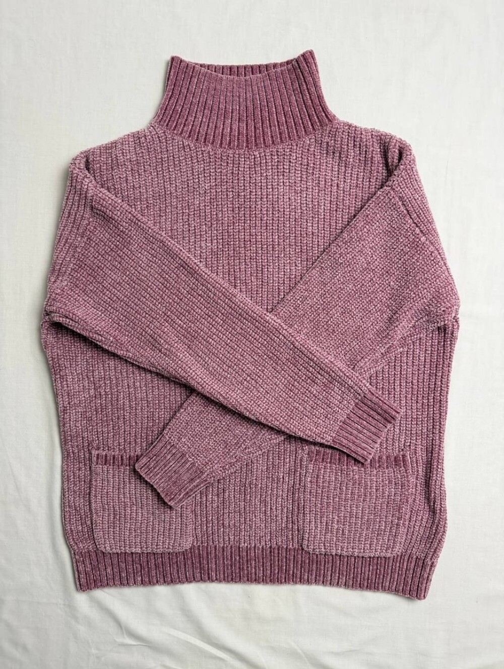Laura Petites Dusty Rose Chenille Mock Neck Sweater M
